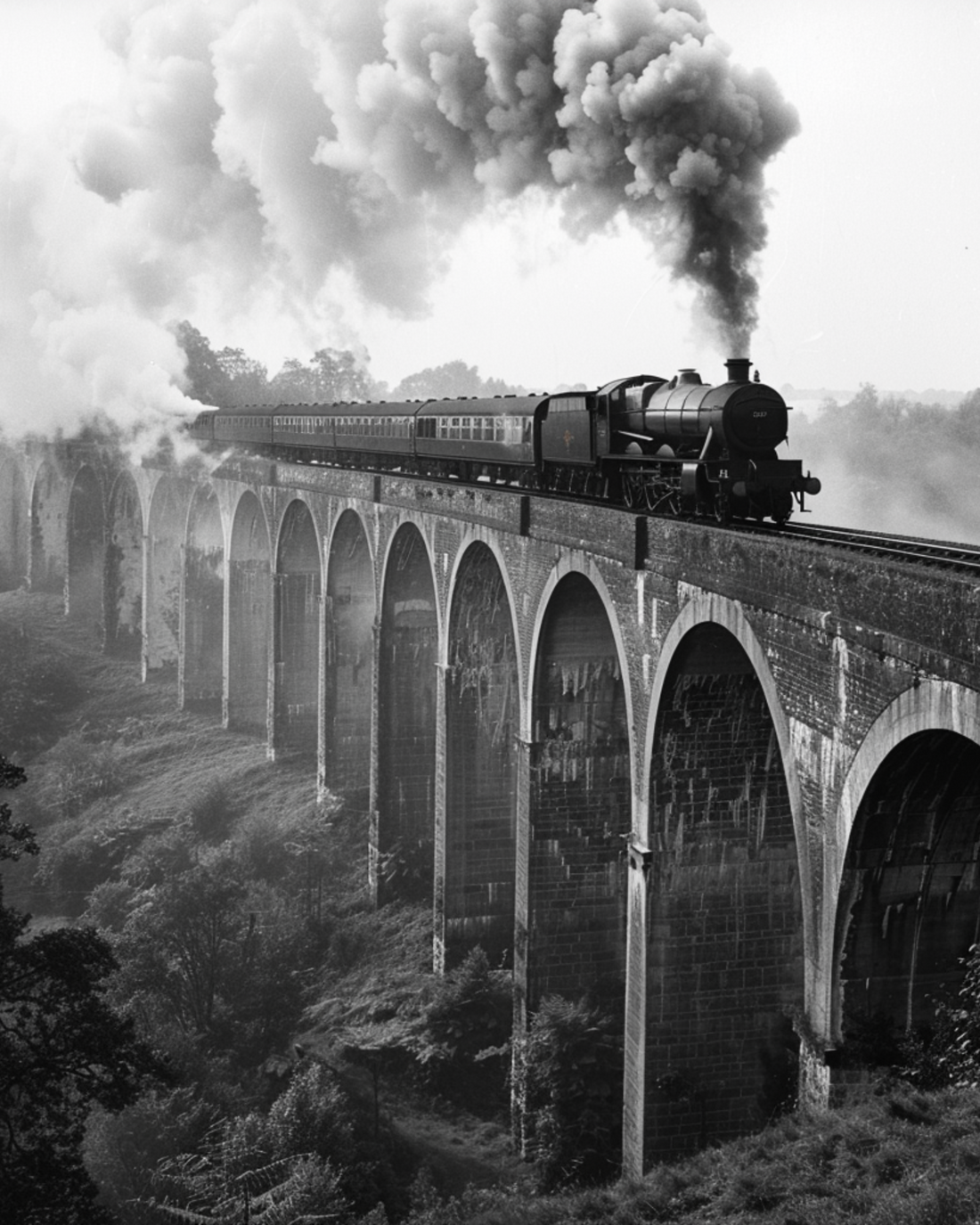 train on the viaduct