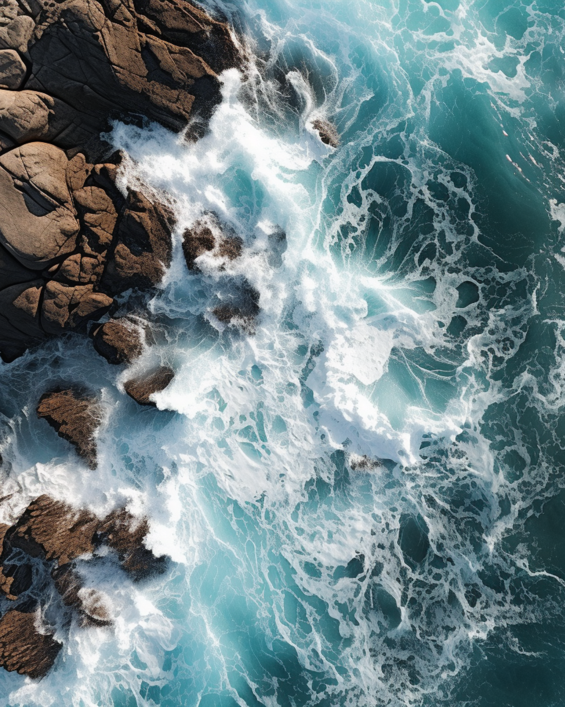 Sea Crashing into Rocks