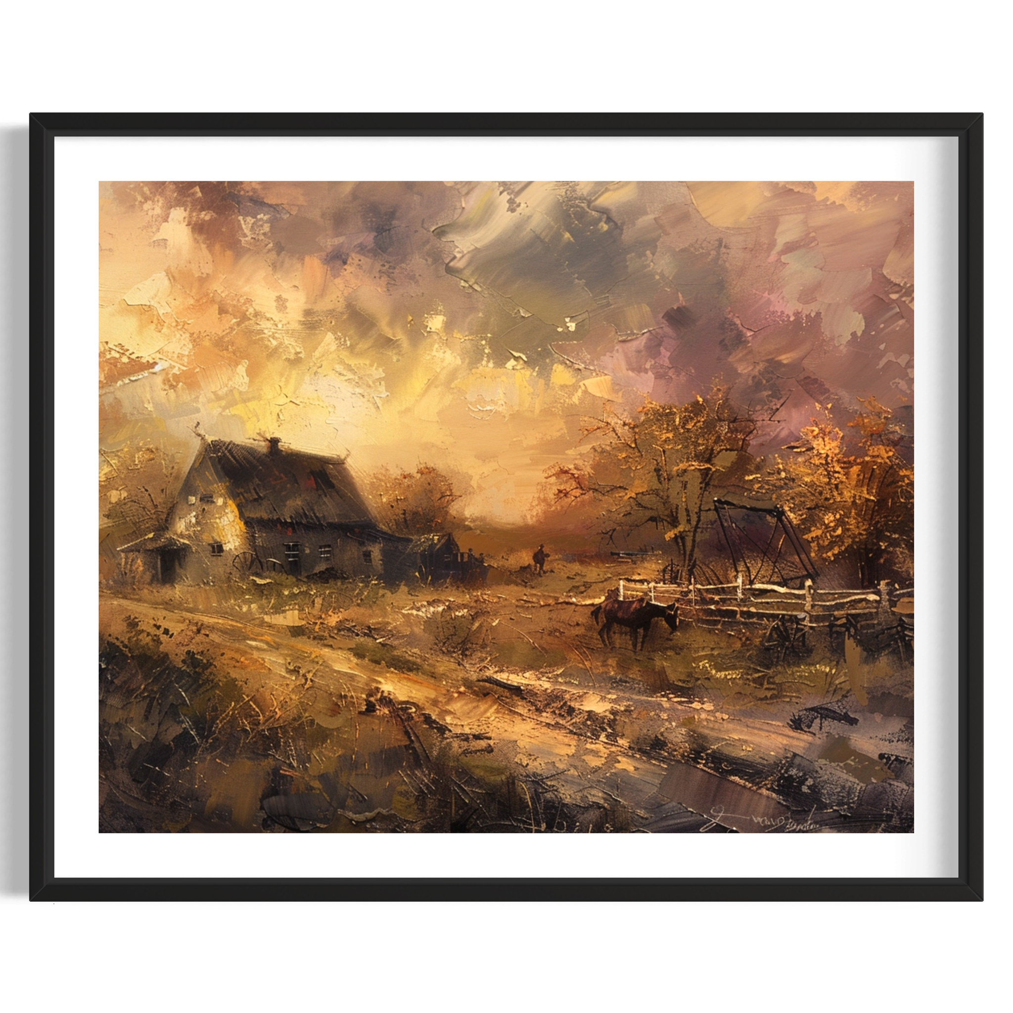 farmhouse sunset